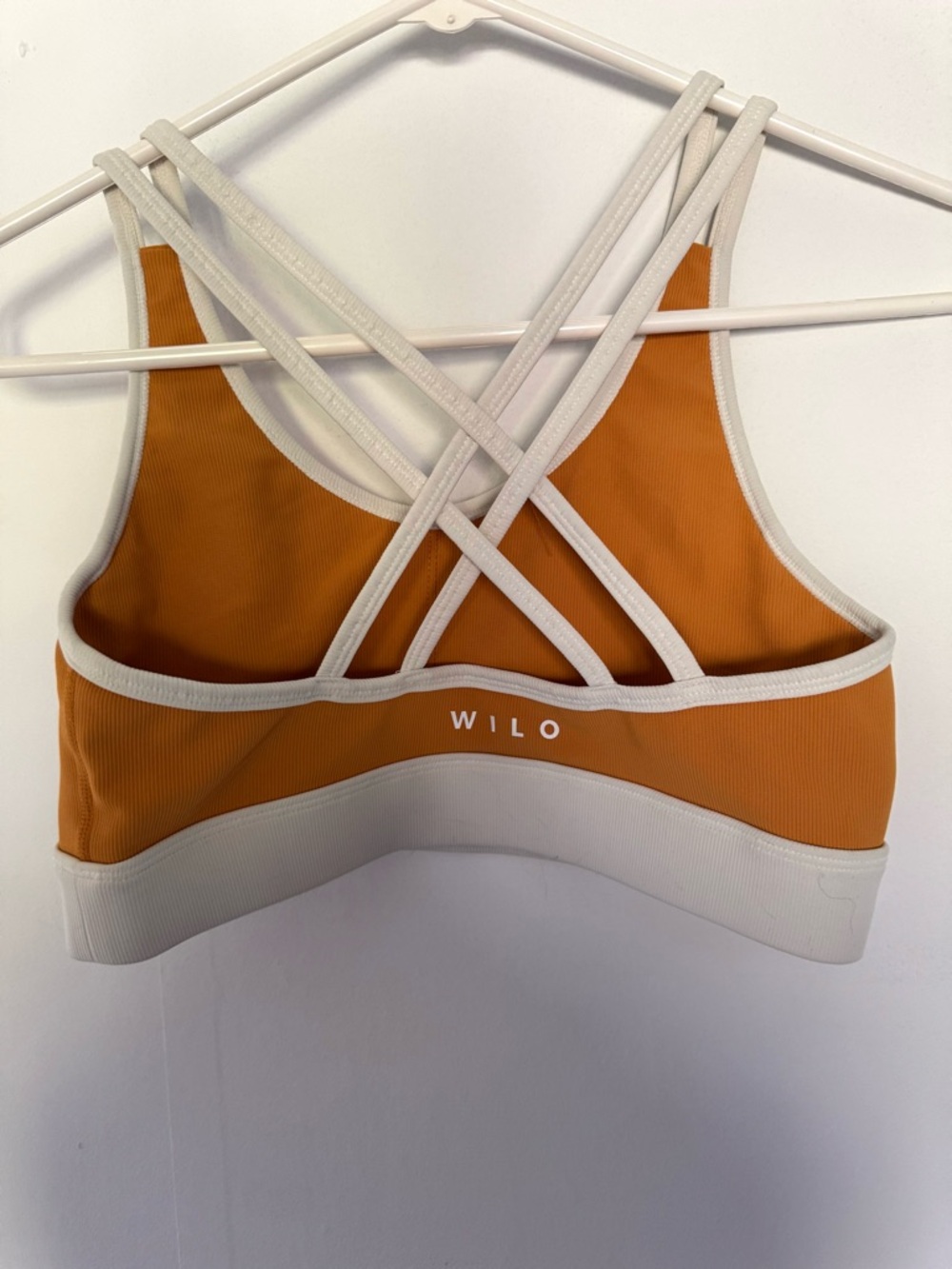 Wilo The Label Women's Strappy Crop Sports Bra - Mustard with Cream Trim - Picture 2 of 5